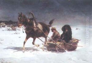 Sleigh at Night by Alfred Wierusz-Kowalski