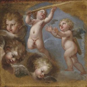 Studies Of Putti by Michel Corneille II
