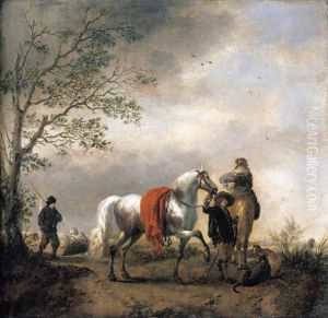 Cavalier Holding A Dappled Grey Horse by Philips Wouwerman