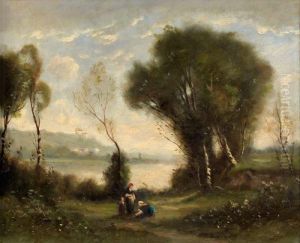 Ramasseuses De Bois Dans Un Paysage by Jean-Baptiste-Camille Corot