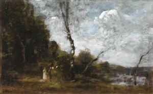 Lisiere De Bois Avec Trois Paysannes