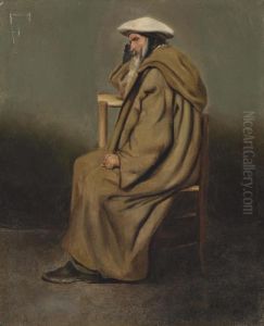 Moine Assis by Jean-Baptiste-Camille Corot