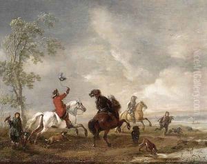 A Hawking Party c. 1651 by Philips Wouwerman
