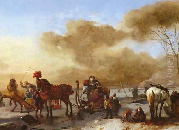A Winter Landscape with Horse-Drawn Sleds - view 1