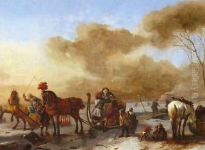 A Winter Landscape with Horse-Drawn Sleds by Philips Wouwerman