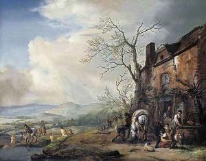 Landscape with Peasants by a Cottage 1651-53 by Philips Wouwerman