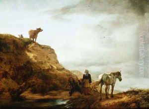 Landscape with a Grey Horse and Figures by the Wayside