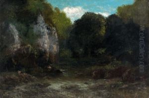 Paysage Du Doubs, Riviere Au Pied D'un Rocher by Gustave Courbet