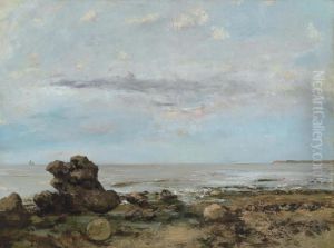 The Beach At Trouville by Gustave Courbet