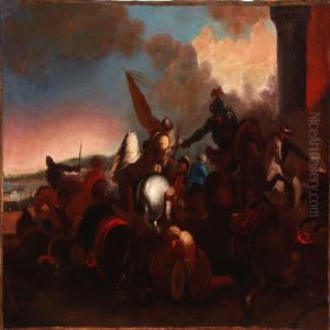 Battle Scene With Warriors On Horsebacks by Jacques Courtois