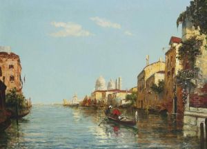 A Gondolier On The Grand Canal, Santa Maria Della Salute Beyond by Charles Cousin
