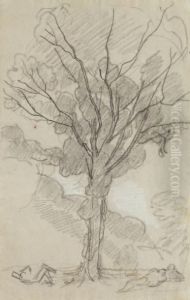 Personnages Au Pied D'un Grand Arbre by Thomas Couture