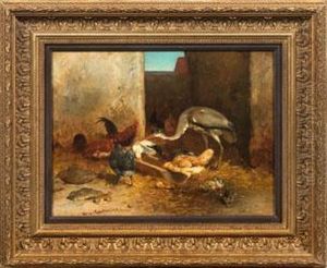 Graureiher Und Enten Im Huhnerstall by Philibert Leon Couturier