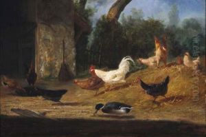 Huhnerhof Mit Allerlei Federvieh by Philibert Leon Couturier