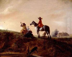 Horseman in a red jacket on a Grey