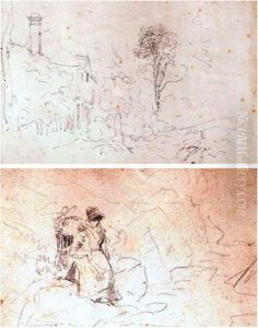Welsh Cottage And Welsh Girl Carrying Peat by David I Cox