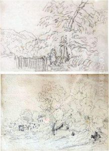 Welsh Woman Under Trees And The Road To Bettws-y-coed by David I Cox