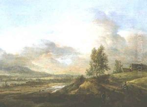 Landscape with fisherman by Philips Wouwerman