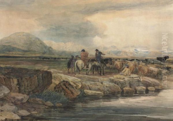 Highland Drovers With Cattle - view 1