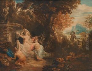 Diana And Nymphs Bathing In A Wood Discovered By The Theban Prince by William Marshall Craig