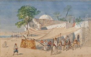Au Cafe A Tunis by Louis Amable Crapelet