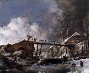 Winter Landscape with Wooden Bridge