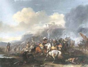 A cavalry skirmish 2 by Philips Wouwerman