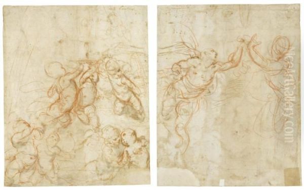 Recto: Design For A Spandrel With Several Putti - view 1