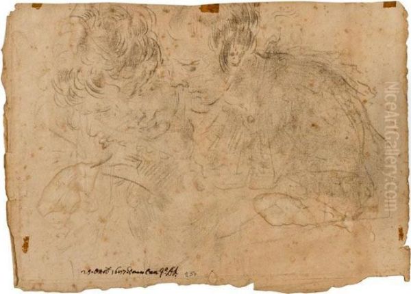 Studio Per Due Figure A Mezzobusto In Abiti Eleganti - view 1