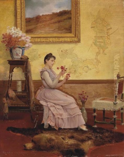 A Woman Arranging Flowers In An Interior - view 1
