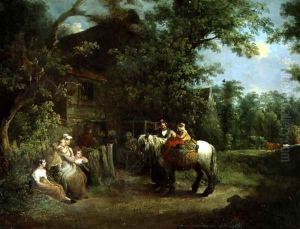 Country Folk Outside a Rustic Tavern by Francis Wheatley