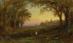 Hurstbourne Church, Lord Portsmouth's Park, Surrey by Jasper Francis Cropsey