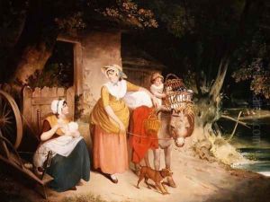 Outside the Cottage Door by Francis Wheatley