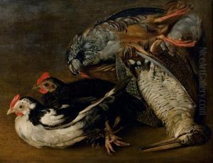 Nature Morte A La Becasse Et Au Perdreau Rouge Avec Deux Poules by Aelbert Cuyp