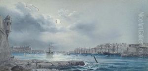 The Three Cities, Malta; And Valetta Harbour By Moonlight