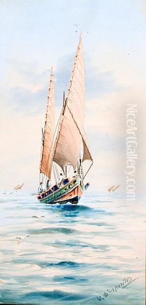 Fishing Boats At Sea - view 1