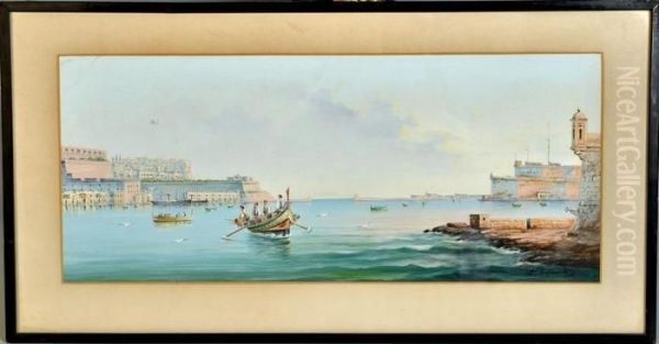 Valetta Harbour With Fishing Boats And Other Vessels - view 1