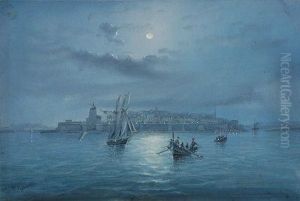 Moonlight Over Valletta Harbour.