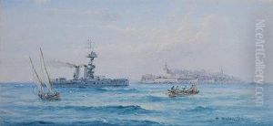 War Ship Passing Valletta.
