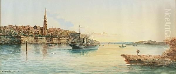 A Vessel Entering Marsamaxett Harbour, Valetta, Malta - view 1