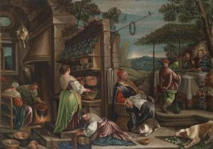 The Supper At Emmaus by Jacopo Bassano (Jacopo da Ponte)