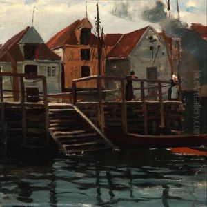 Two Women At Bergen Harbour by Hans Dahl