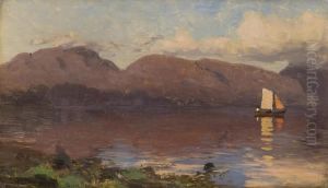 Solnedgang Sognefjord by Hans Dahl