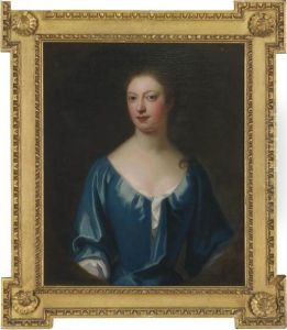 Portrait Of A Lady, Half-length, In A Blue Dress