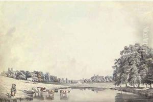 Rosamond's Pond, St James's Park, with Westminster Abbey in the distance, London by Francis Wheatley