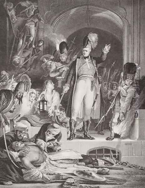 Sir David Baird (1757-1829) discovering the body of Tippoo Sultan (1744-99) after the capture of Seringapatam, 4 May 1799, from Illustrations of English and Scottish History Volume II - view 1