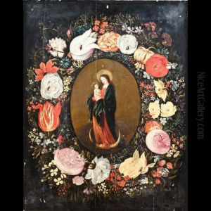Madonna Col Bambino Entro Ghirlanda Di Fiori by Andries Daniels or Danielsz