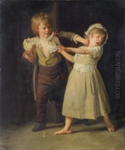 Deux Enfants Se Disputant Un Morceau De Pain