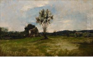 Paysage - Cabane Et Arbre by Charles-Francois Daubigny
