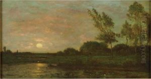 Coucher De Soleil Sur La Riviere by Charles-Francois Daubigny
